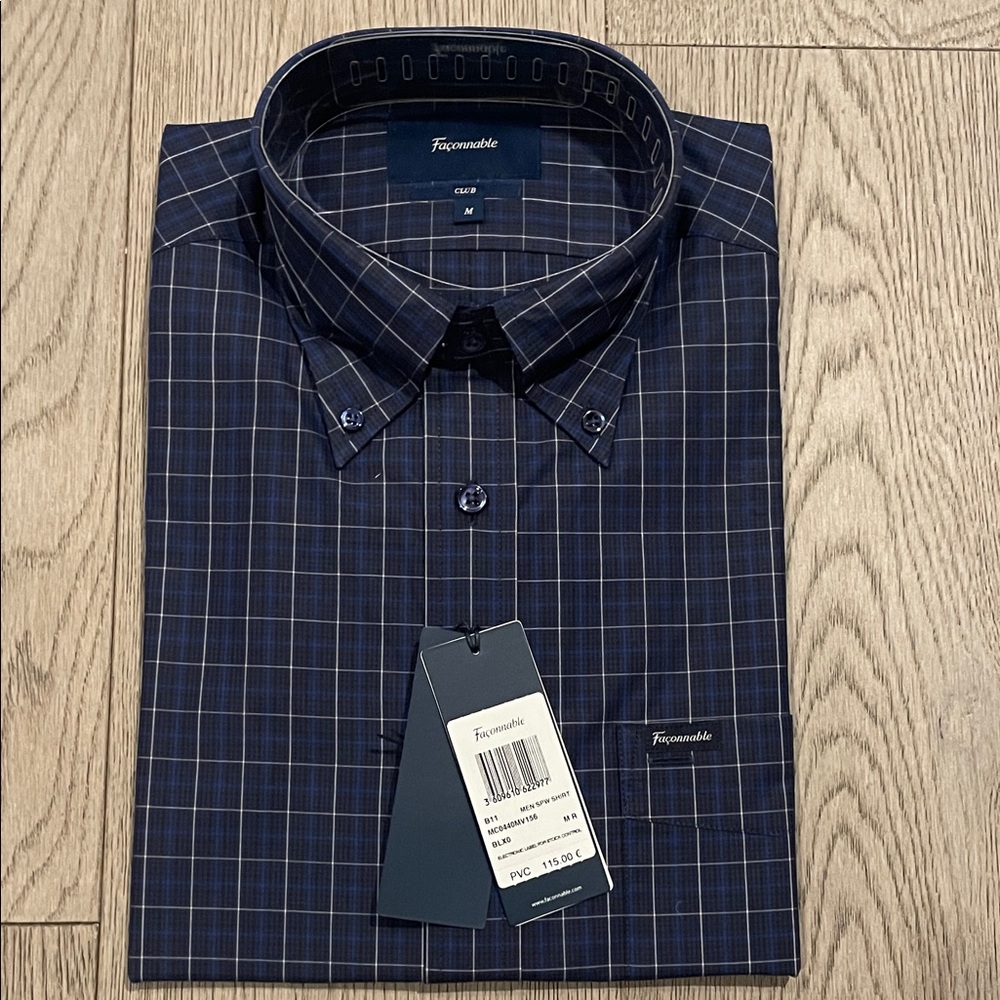 Faconnable Dark Blue Plaid Men's    L/S Shirt